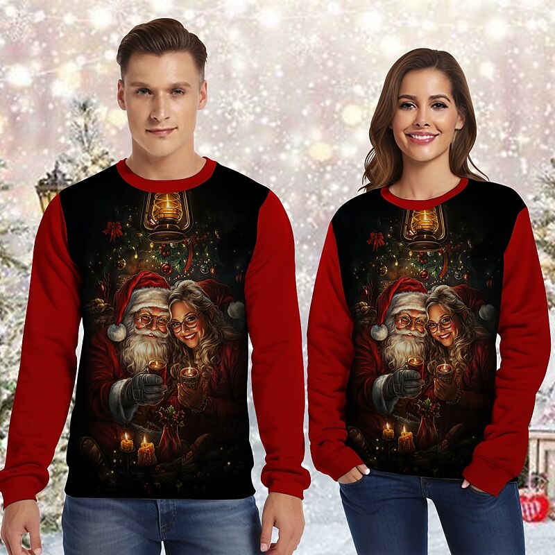 Christmas Santa Claus Pullover Funny Christmas Sweatshirt 3D Print 3D Christmas Graphic For Couple's Men's Women's Adults' Christmas Carnival 3D Print Party Festival3