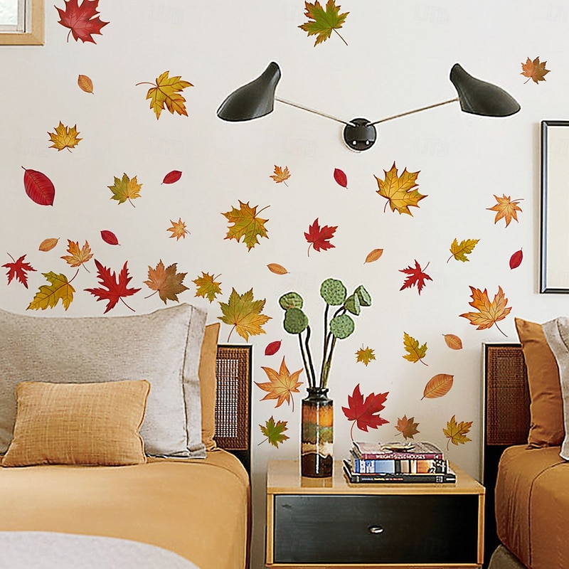 Wall Tattoo Maple Leaves Wall Sticker Wall Decoration for Living Room Bedroom Sofa Background Wall Sticker Children's Room Girls and Boys Wall Sticker DIY Wall Art Decor2