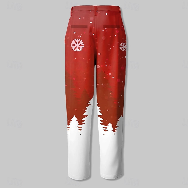 Christmas Men's Christmas Scene Printed Pants Snowflake Fashion Casual Dress Zipper Pocket Mid Waist Dailywear Holiday Vacation Summer Spring Fall 3D Print Slim Fit Inelastic3