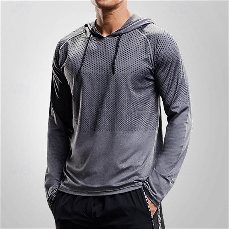 Men's Running T-Shirt Running Shirt Reflective Strip Long Sleeve Tee Tshirt Casual Athleisure Fall Solid Colored Windproof Breathable Gym Workout Walking Jogging Sportswear Activewear Royal Blue Dark3