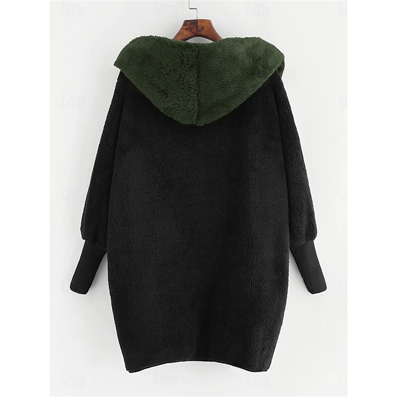 Women's Fleece Jacket Teddy Coat Hoodie Jacket Warm Breathable Fleece Lined Casual Plain Vacation Street Daily Wear Going out Open Front Regular Hoodie Regular Fit Long Sleeve Outerwear White Green3