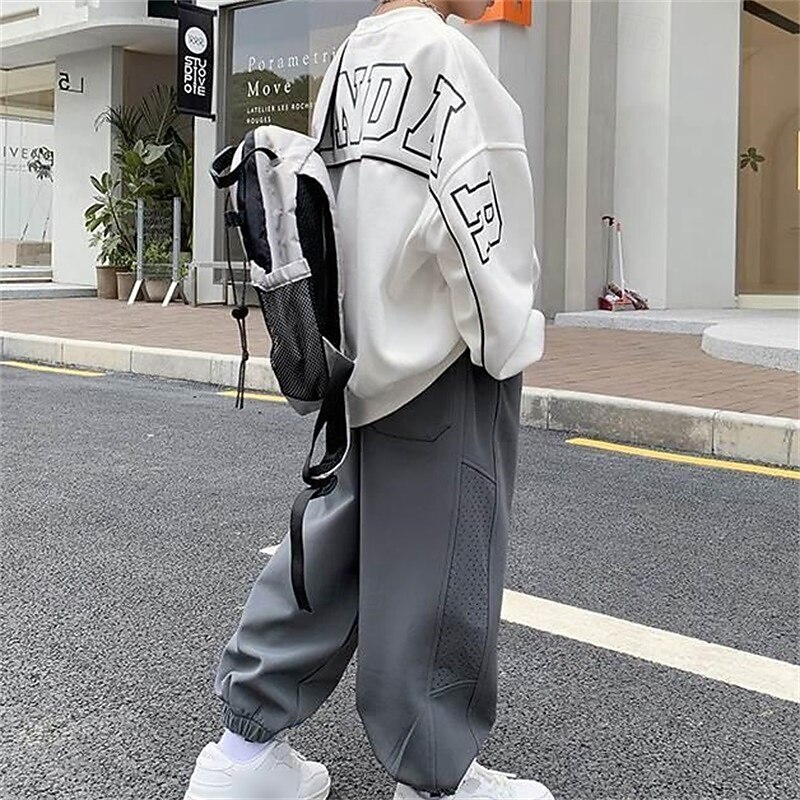 Kids Boys Sweatpants Trousers Pocket Solid Color Breathable Soft Comfort Pants Training Sports Daily Black Gray Mid Waist2