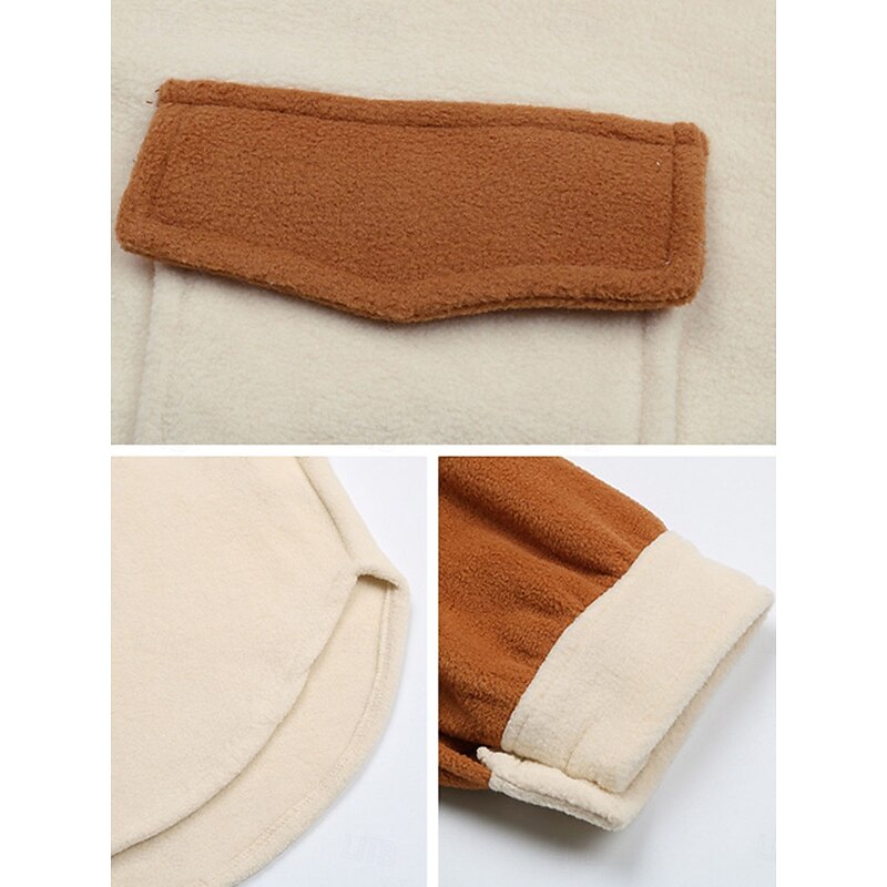 Women's Coat Outdoor Street Daily Wear Fall Winter Regular Coat Regular Fit Thermal Warm Breathable Stylish Casual Jacket Long Sleeve Plain with Pockets Apricot3