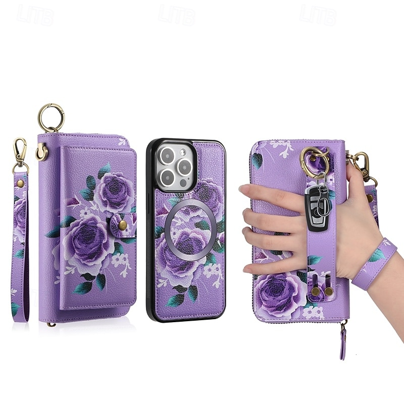 Phone Case For iPhone 17 Pro Max 17 Air 16 15 14 Pro Max Plus 13 12 11 Pro Max Mini Back Cover Wallet Case Zipper with Wrist Strap Card Slot Retro TPU PU Leather2