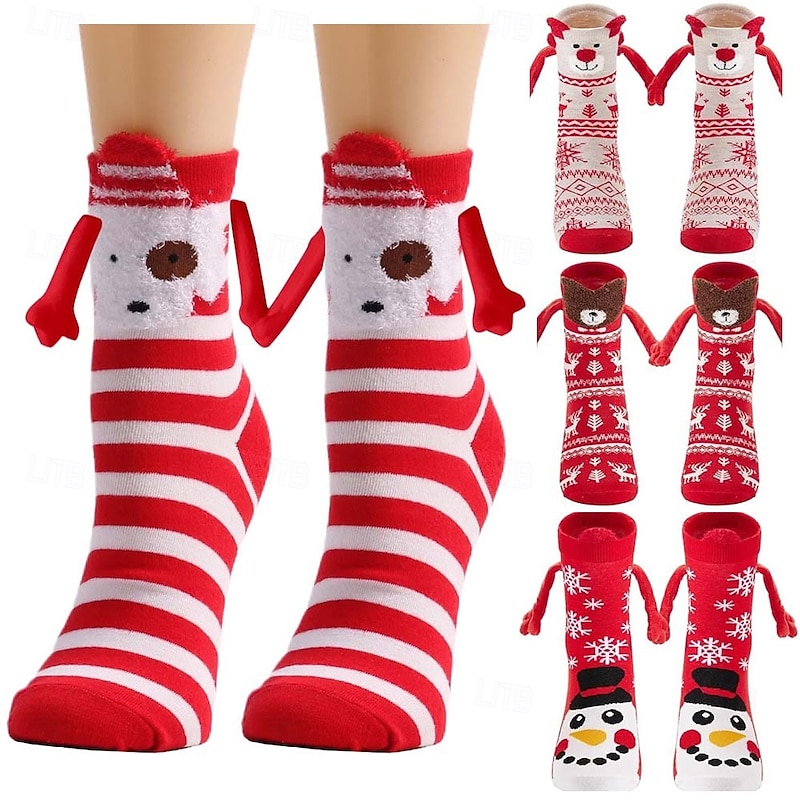 4 PCS Christmas Socks Santa Claus Christmas Gift Idea Women's Christmas New Year Christmas Eve Cute Christmas Socks