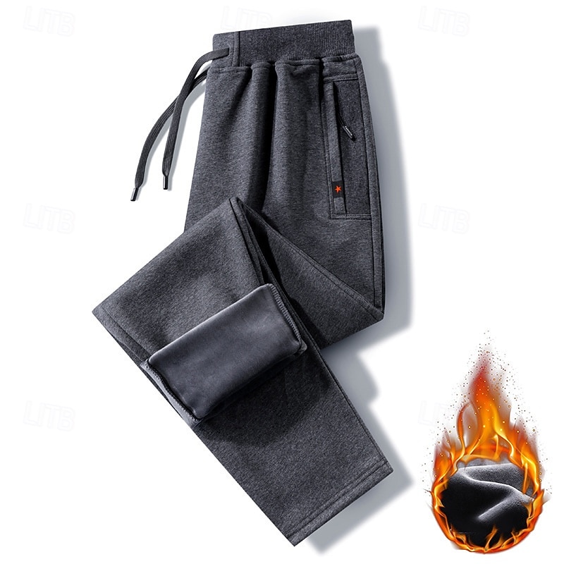 Men's Athletic Pants Fleece Pants Sweatpants Winter Pants Trousers Pocket Drawstring Elastic Waist Plain Comfort Warm Sports Outdoor Daily Fashion Casual Black Dark Blue Micro-elastic