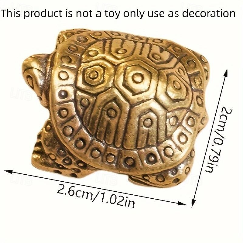 Antique Brass Longevity Turtle Ornament, Auspicious Home Decoration, Small Gift for Tea Pet Lovers3