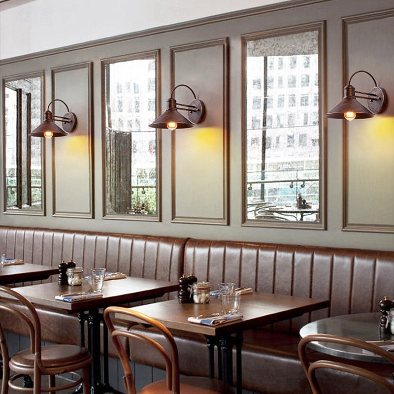 Dome Retro Industry Wall Lantern Rust-Proof Wall Sconce Die Cast Iron Waterproof Outdoor Wall Mount Light 85-265V4