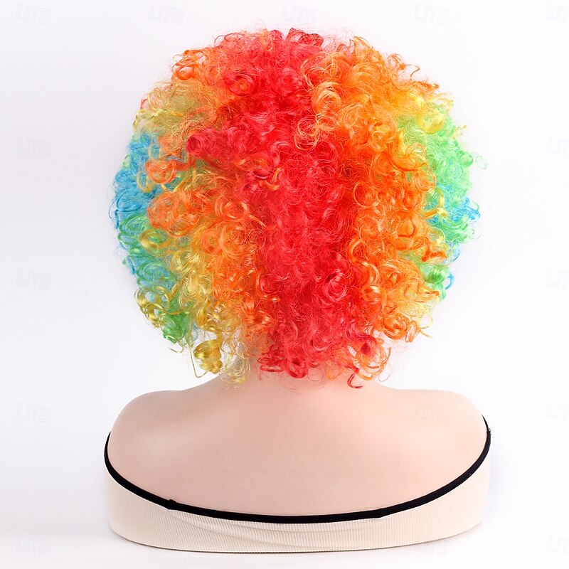 Synthetic Wig Curly With Bangs Machine Made Wig Short White Yellow Red Blue Orange Synthetic Hair Women's Pink Red Blue4