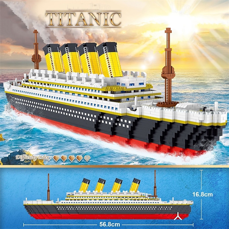 Titanic Ship Model Building Block Set 3D Puzzle Sets DIY Educational Toys Bricks Toy-with 4173Pcs Micro Mini Blocks Ideal Gift for Kids & Adults - Main Image