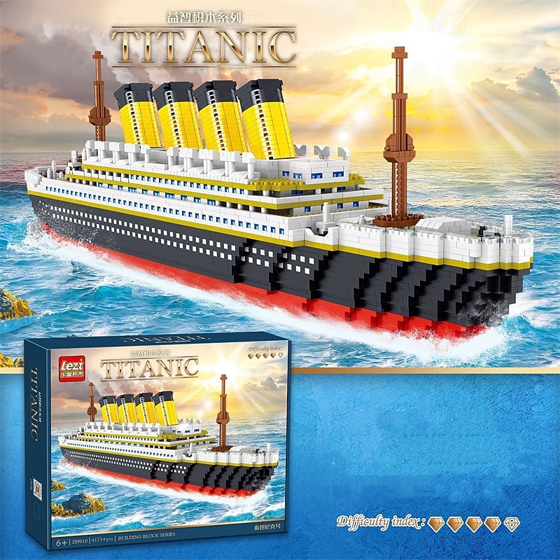 Titanic Ship Model Building Block Set 3D Puzzle Sets DIY Educational Toys Bricks Toy-with 4173Pcs Micro Mini Blocks Ideal Gift for Kids & Adults3