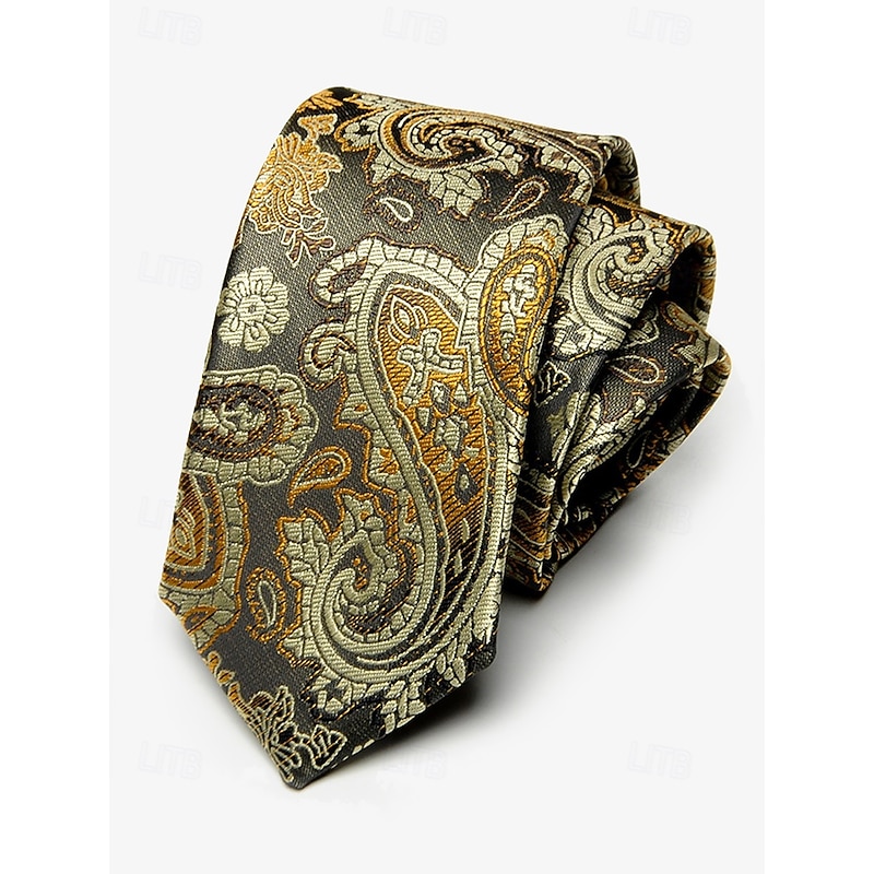 Men's Paisley Faux Silk Tie – Classic Vintage-Style Floral Pattern Necktie for Formal and Business Attire