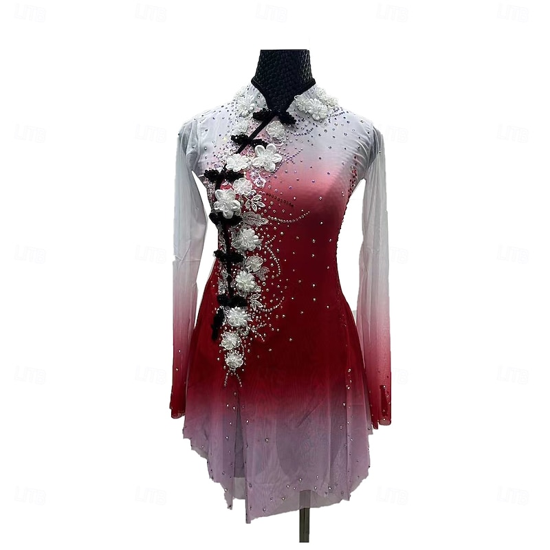 Chinese style figure skating skirt