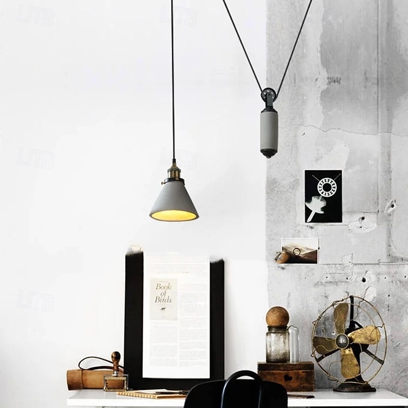Vintage Edison Ceiling Pendant Light Height Adjustable Cable E27 Industrial Pulley Lighting Island Lamp3