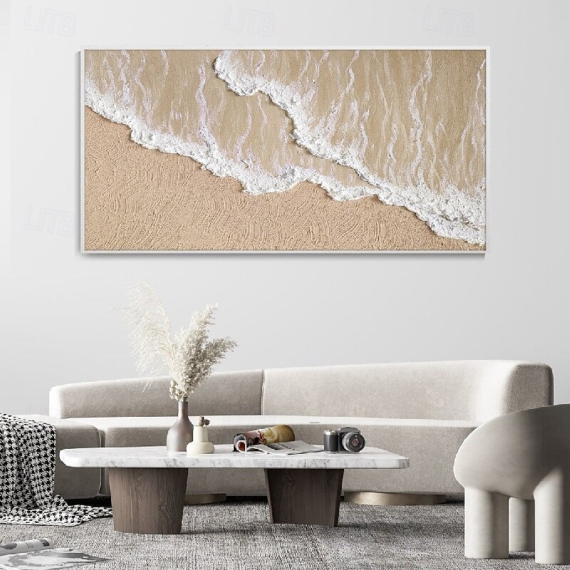 Brown beach Painting handmade Seascape Art Impasto Oil Painting on Canvas handmade board wave oil painting beach oil painting Hand Painted Artwork landscape oil paintings