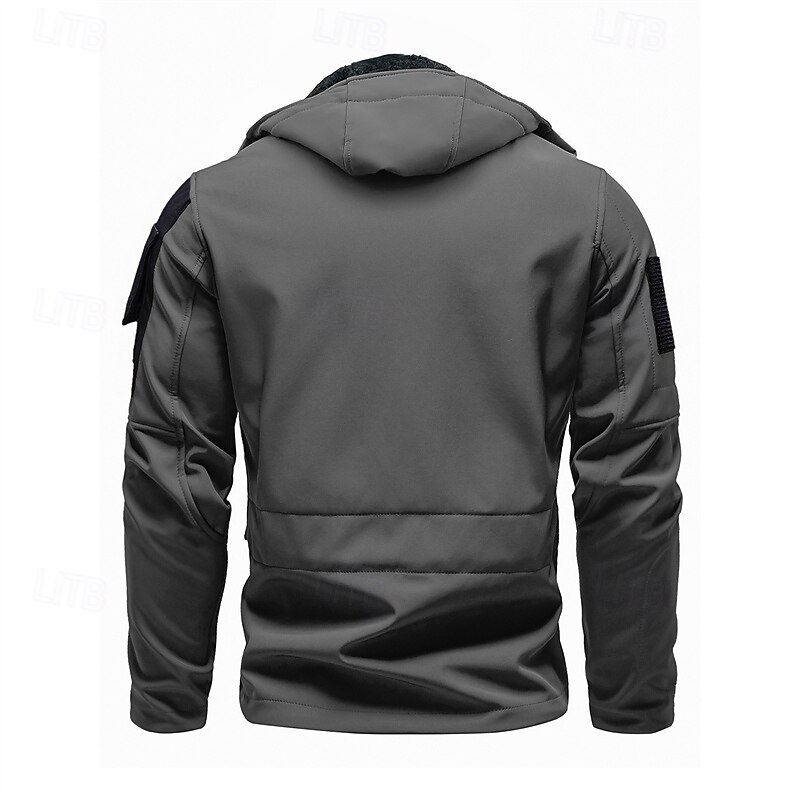 Men's Softshell Jacket Hiking Jacket Winter Outdoor Color Block Windproof Water Resistant Windbreaker Jacket Traveling Black Army Green Grey2
