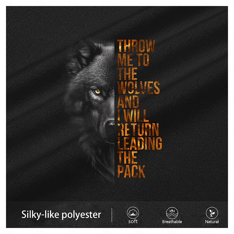 Men's Inspirational Wolf Graphic T-Shirt - 'Throw Me To The Wolves Leading The Pack' Short Sleeve Motivational Tee3