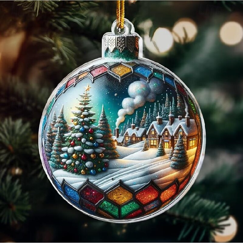 Personalized Photo Christmas Bubble Ornaments Acrylic 2D Custom Photo Family In Christmas Ball Christmas Tree Ornaments Xmas Decoration Hanging Pendant Gifts4