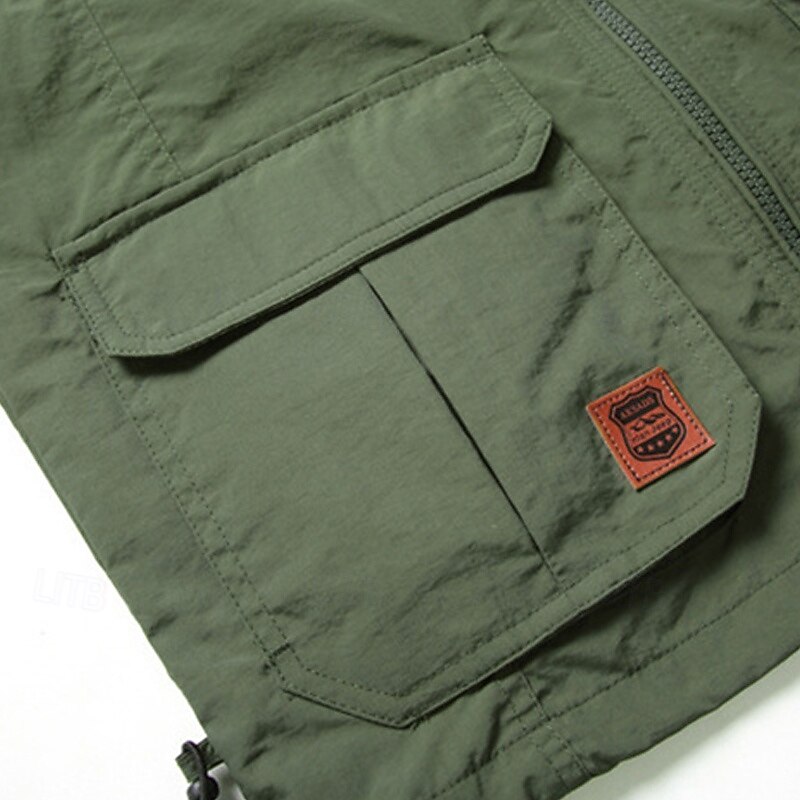 Men's Hiking Vest Hiking Fleece Vest Sleeveless Vest Outdoor Comfortable Breathable Pocket Nylon Black Army Green Khaki Hunting Fishing Climbing2