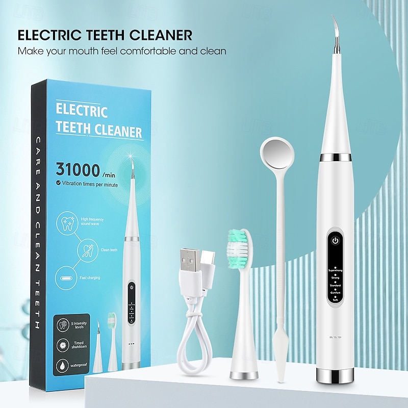 2 in 1 Electric Toothbrush Sonic Cleaner Tartar Remover USB Rechargeable Smart Vibrating Toothbrush Adult Household Oral Care