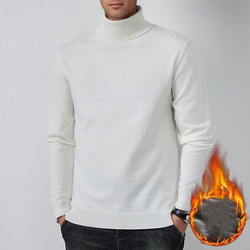 Men's Pullover Sweater Jumper Knit Sweater Mens Turtle Neck Jumper Ribbed Knit Regular Knitted Plain Turtleneck Fashion Casual Daily Wear Date Clothing Apparel Fall & Winter Camel Black M L XL