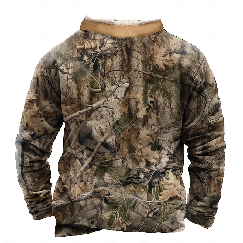 Men's Jungle Sweatshirt Quarter Zip Sweatshirt Long Sleeve Sweatshirt Stand Collar Quarter Zip Casual Vintage Retro 3D Print Vacation Going out Streetwear Half Zip Fall Winter3