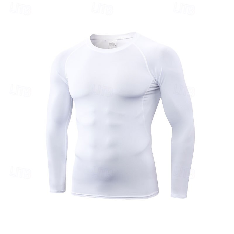 Men's Running T-Shirt Compression Shirt Long Sleeve Tee Tshirt Casual Athleisure Fall Solid Colored Quick Dry Breathable Gym Workout Walking Jogging Sportswear Activewear Black White Blue2