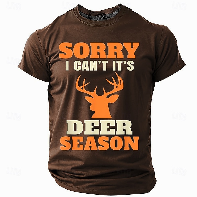 Men's Deer T Shirt Short Sleeve T shirt 3D Print Crew Neck Shirt Daily Athleisure Hunting Black Brown Green Summer Spring Clothing Apparel S M L XL XXL XXXL4