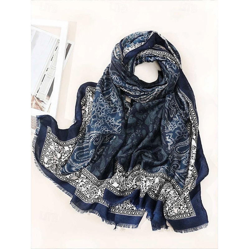 Women's Vintage Paisley Print Oversized Scarf - Soft and Warm Shawl for Winter, Casual and Formal Wear3