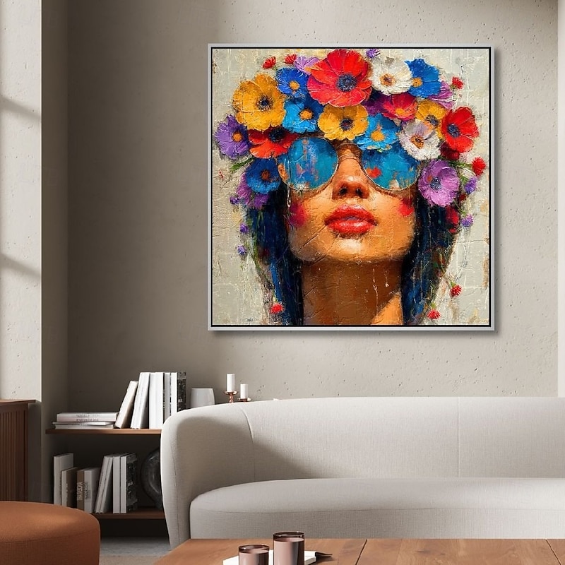 Handmade Abstract Palette knife face painting wall art Handmade textured face of girl painting handpainted figurative oil painting wall art face Oil painting wall decorative painting room art