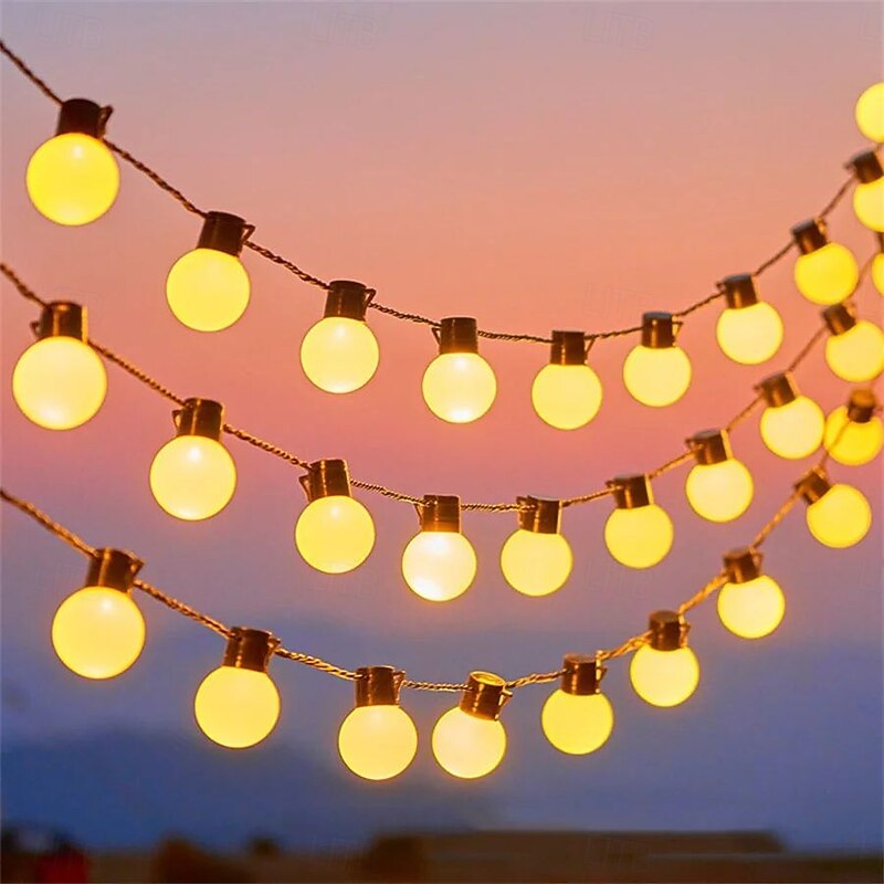 Solar Outdoor Waterproof G50 Bulb String Lights 5m 7m Perfect for Christmas, Backyard Outdoor Patio Camping Atmosphere Decoration