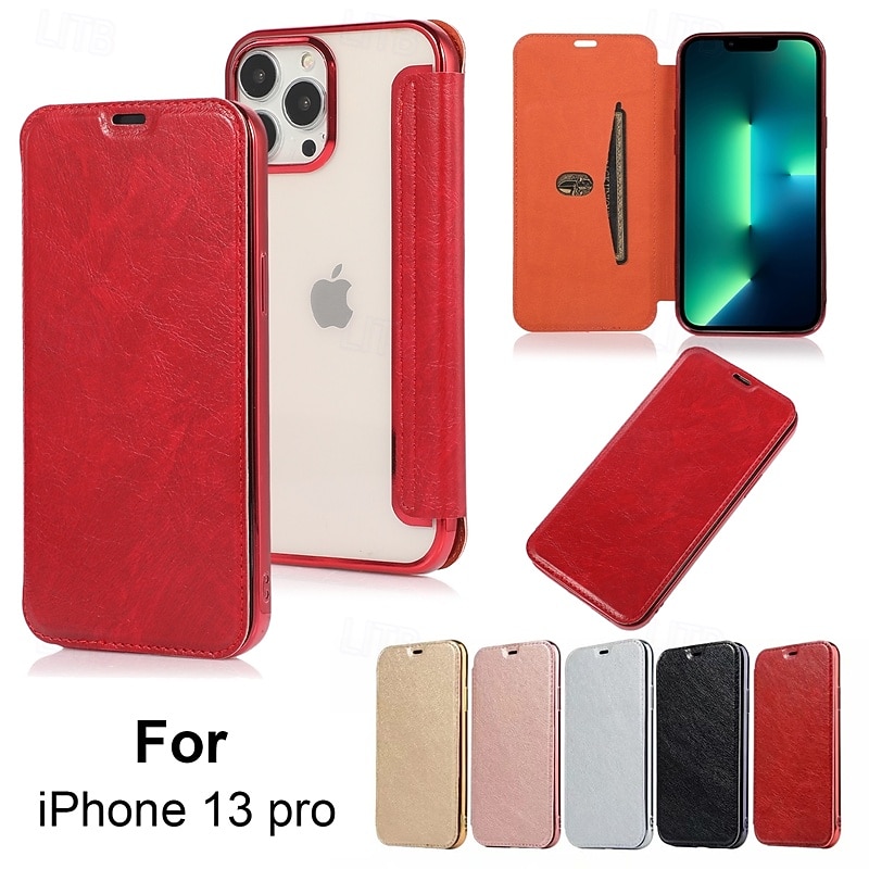 Phone Case For iPhone 17 Pro Max 17 Air 16 15 14 Pro Max Plus 13 12 11 Pro Max Mini Flip Cover with Stand Holder Card Slot Shockproof Retro Plating PU Leather