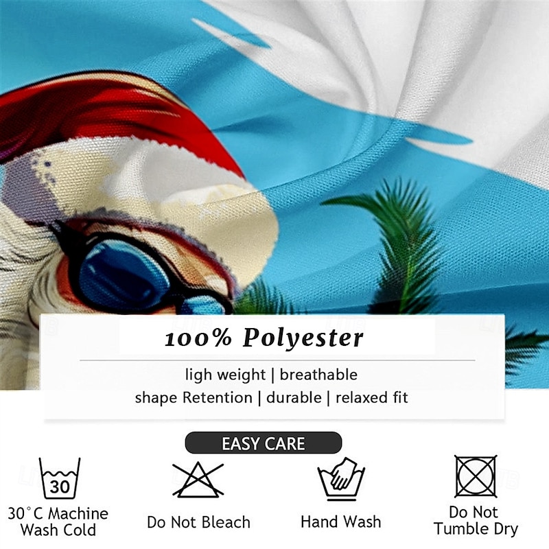 Christmas Men's Santa Claus Surfing Shirt Short Sleeve Hawaiian Casual Daily Holiday Festival Summer Cuban Collar Print Button-Down Blue3