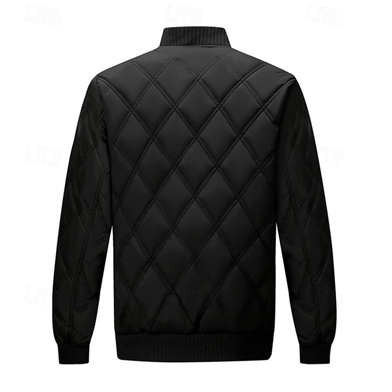 Men's Puffer Jacket Bomber Jacket Padded Zipper Pocket Polyster Pocket Outdoor Date Casual Daily Regular Fashion Casual Thermal Warm Windproof Winter Plain Dark Grey Black Puffer Jacket4