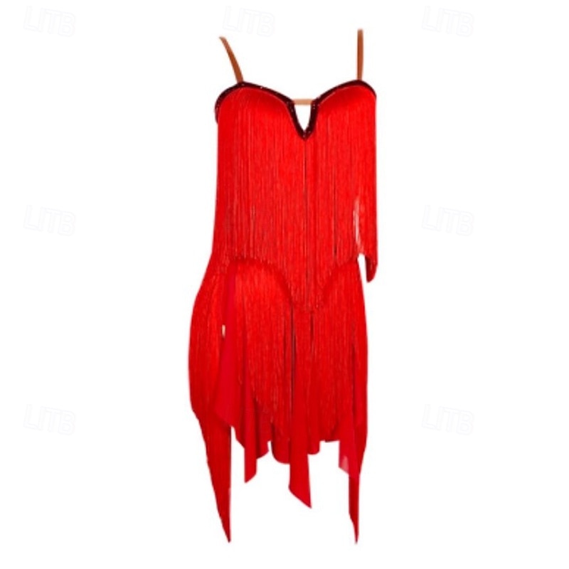Latin Dance Competition Dress Women's Performance Rumba Salsa Chacha Tassel Dresses Sleeveless3