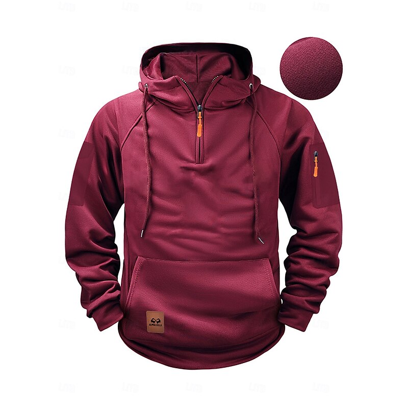 Men's Hoodie Zip Up Hoodies Tactical Hoodie Black Wine Camel Dark Gray Hooded Plain Pocket Front Pocket Daily Holiday Going out Polyester Streetwear Casual Fall Winter Clothing Apparel Hoodies4