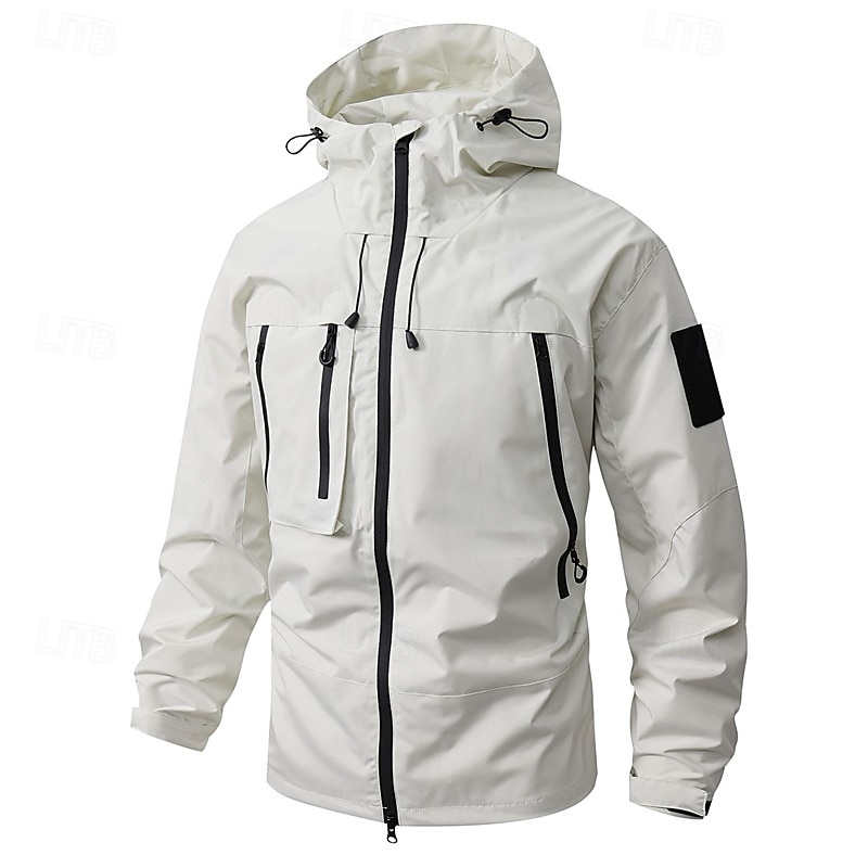 Men's Softshell Jacket Transition Jacket Going out Waterproof Pocket All Seasons Plain Outdoor Hooded Regular Black White Purple Green Coffee Jacket4