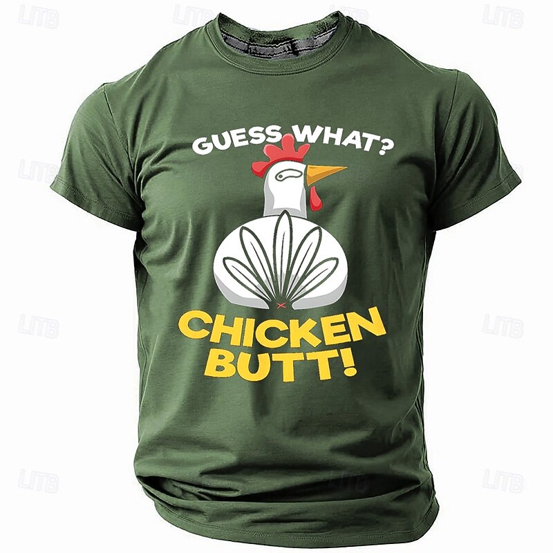 Men's Rude Offensive Christmas Rooster Text T shirt Short Sleeve T shirt 3D Print Crew Neck Shirt Fashion Funny Athleisure Street Sports Outdoor Daily Black Red Blue Summer Spring Clothing Apparel S2