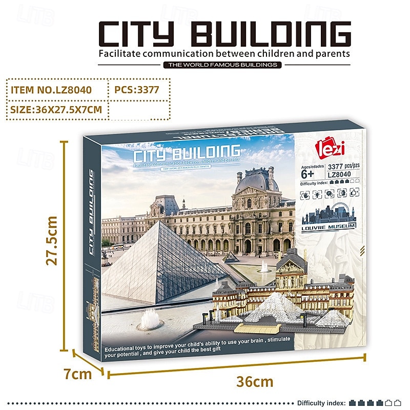 Architecture Louvre Micro Building Blocks Set3377PCS - World Famous Architectural Model Toys Gifts for Kids and Adults3