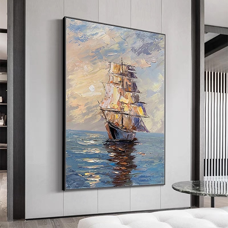 Mintura Handmade Abstract Bost Landscape Oil Paintings On Canvas Wall Art Decoration Modern Picture For Home Decor Rolled Frameless Unstretched Painting2