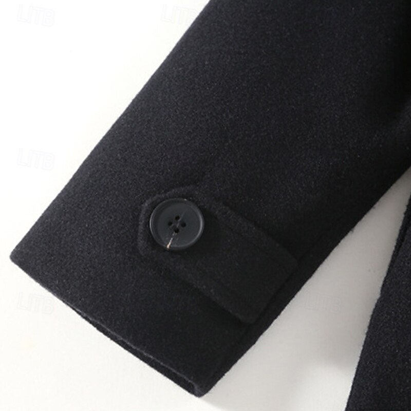 Kids Girls' Woolen Coat Long Sleeve Black Solid Color Button Fall Winter Fashion School 3-7 Years3