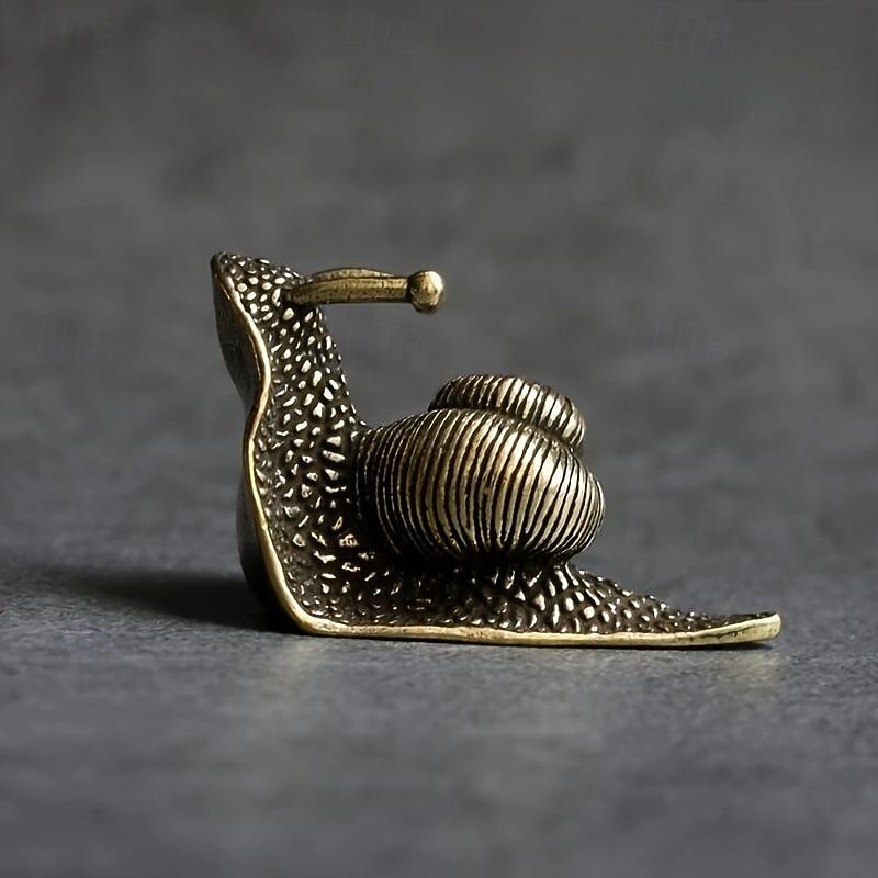 Brass Snail Animal Figurines, Retro Pure Copper Mini Snail Statue Ornaments Desk Antique Brass Tea Pet Collection Home Decorations For Living Room3