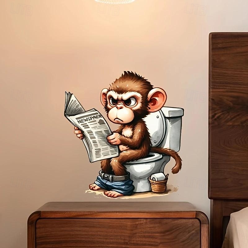 Monkey Toilet Lid Stickers, Home Improvement Toilet Lid Stickers, Tank Decals, Fun Animal Series Wall Decoration4