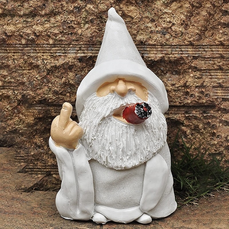 Garden Gnome Polyresin Figures Decoration Cheeky Garden Gnomes Gnomes, Smoking Gnome Sculpture Funny Garden Gnomes Weatherproof