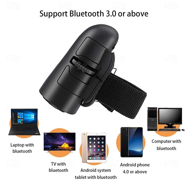 Wireless Travel Mouse Optical Ring Mice Ergonomic Finger Handheld Bluetooth Mouse Compatible 1600DPI 2.4G2