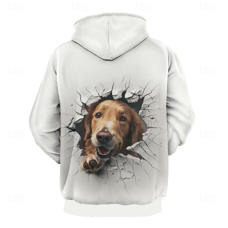 Men's Graphic Dog Hoodie Hoodies Sweatshirt Vacation Daily Long Sleeve Hooded Vacation Sports Outdoor Going out White Printing Winter Spring &  Fall Designer4