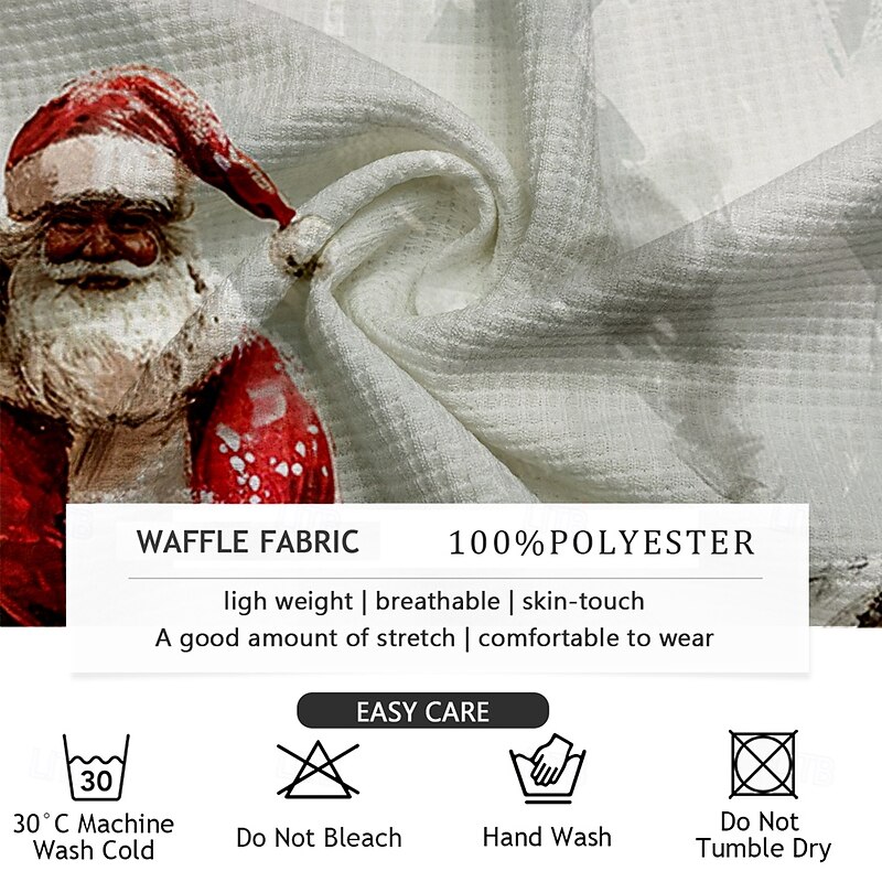 Christmas Men's Santa Claus 3D Zipper Polo Santa Claus Casual Resort Zip Long Sleeve Party Evening Vacation Spring Fall Winter Zipper 3D Print Collar White Beige Inelastic Polyester4