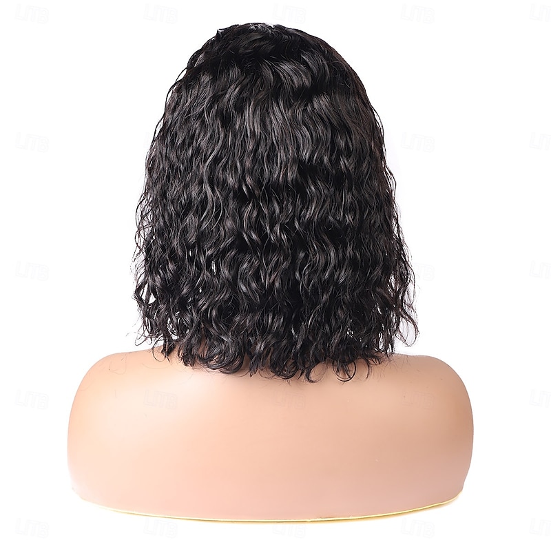 Water Wave 13x4 Bob Short Wigs Transparent Lace Front Wig Human Hair Wig 150% Density with Baby Hair2