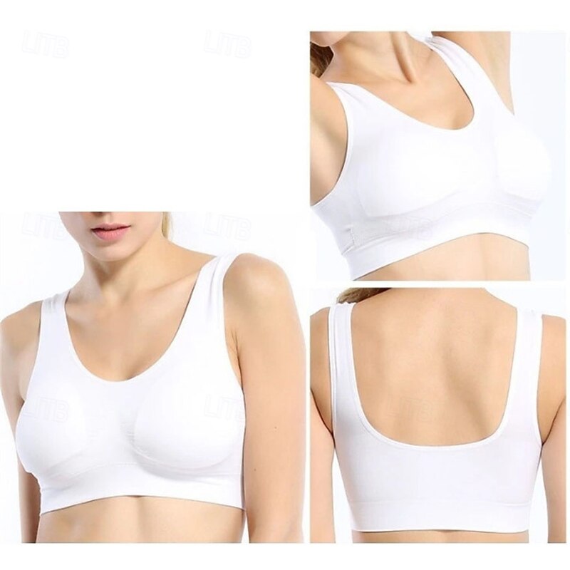 Women's Light Support Sports Bra Running Bra Open Back Bra Top Padded Fitness Leisure Sports Running Breathable Lightweight Soft Dark Pink Watermelon Red Black Solid Colored3