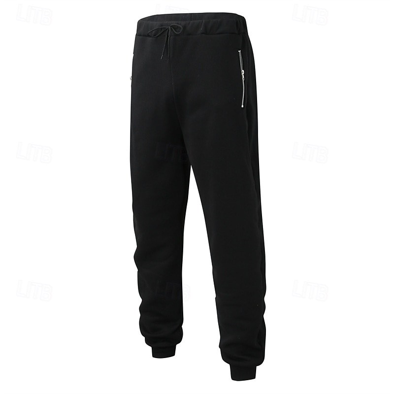 Men's Sweatpants Joggers Trousers Casual Pants Drawstring Elastic Waist Zipper Pocket Plain Comfort Warm Full Length Outdoor Casual Daily Sports Fashion Black Yellow2